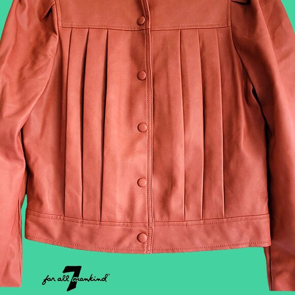 7 for All Mankind NEW Minimalist Oversized Box Pleated Crop Jacket XS - Picture 4 of 12